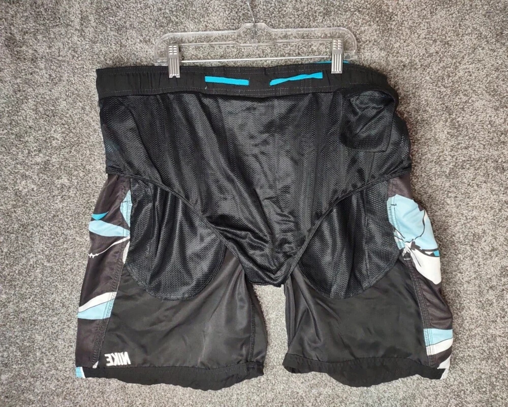 Nike Swim Trunks Mens Large Mesh Lined Blue Boardshorts Built-in Brief Dri Fit